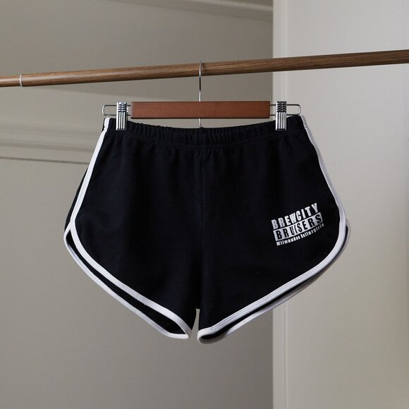 Brewcity Bruisers Rollergirls Athletic Shorts | Black + White Booty Shorts NWOT - Picture 1 of 3